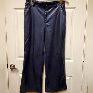 Mcedar Black Faux Leather Wide Leg Pants Size L
